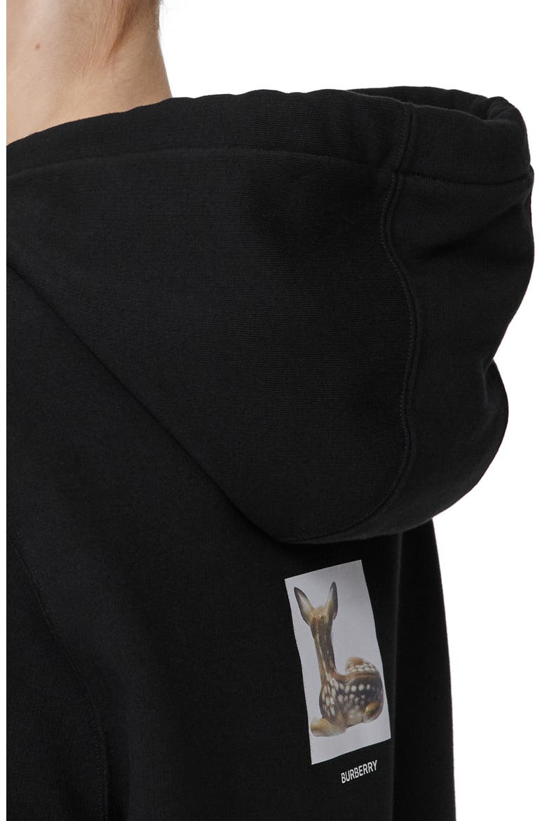 Junnes Deer Print Oversize Cotton Hoodie, Alternate, color, BLACK