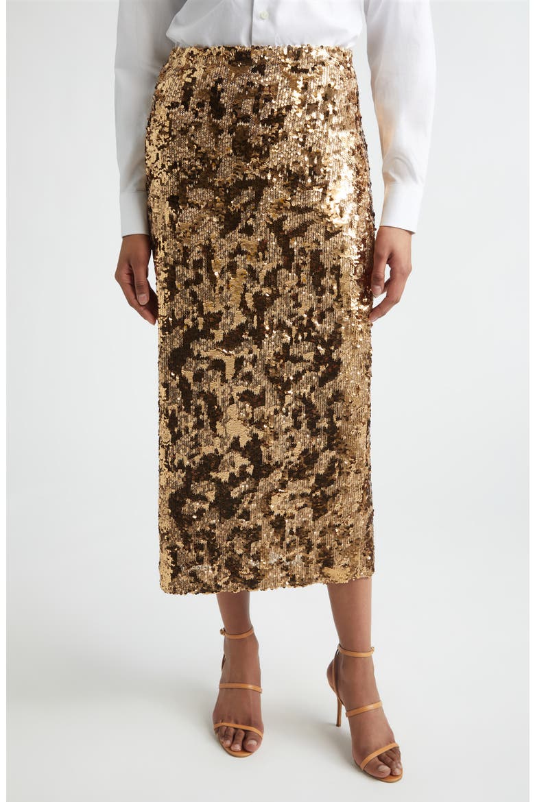 Stevie Stretch Sequin Midi Skirt, Main, color, COPPER