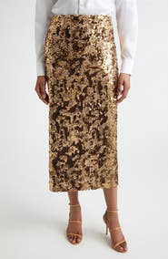 ST. JOHN Stevie Stretch Sequin Midi Skirt