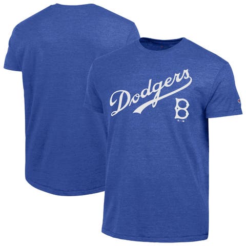 Men's Champion  Royal Brooklyn Dodgers Cooperstown Wordmark Lockup Tri-Blend T-Shirt