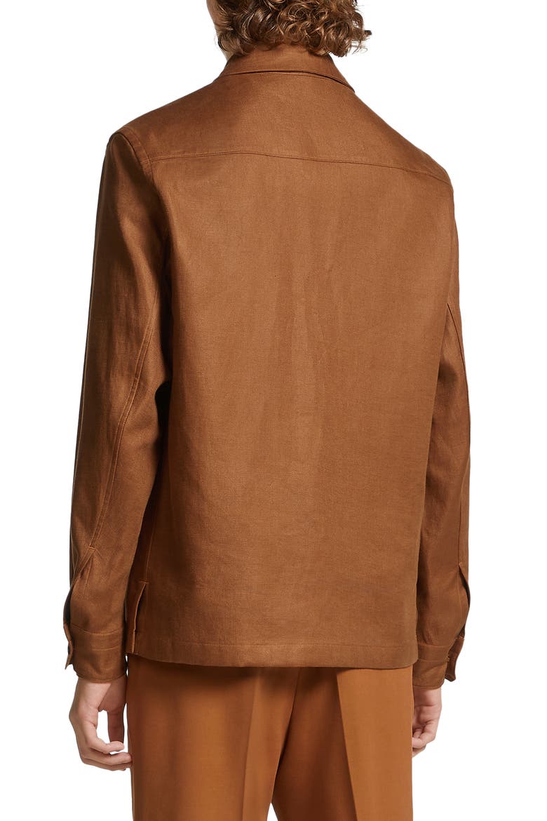 Double Layer Linen Twill Overshirt, Alternate, color, VICUNA