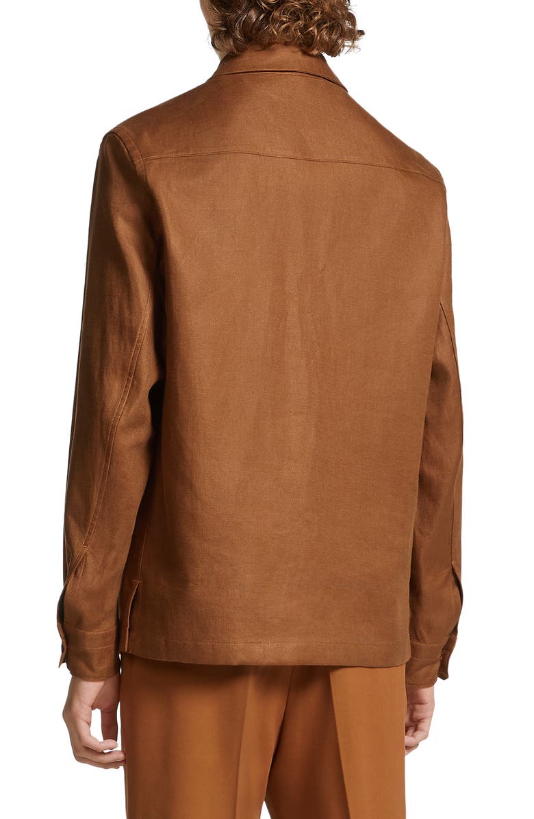 ZEGNA Double Layer Linen Twill Overshirt, Alternate, color, 
