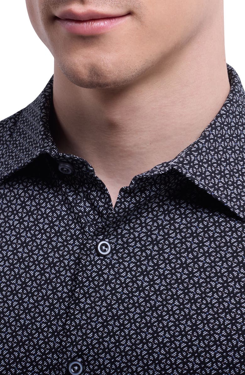 Bugatchi James OoohCotton<sup>®</sup> Geo Print Button-Up Shirt, Alternate, color, Black