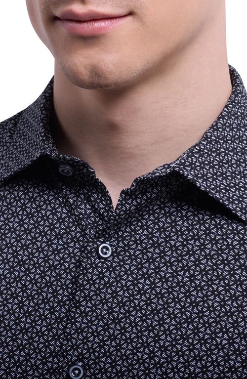 Bugatchi James Ooohcotton® Geo Print Button-up Shirt In Black
