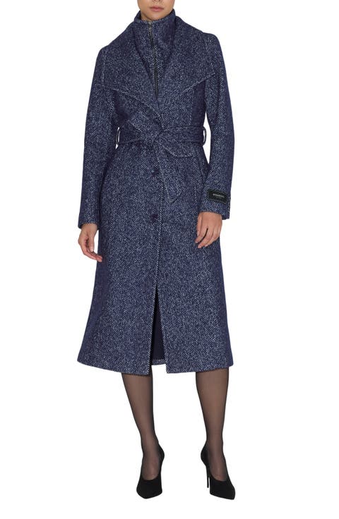 Ilana Wool Blend Belted Coat with Zip Bib