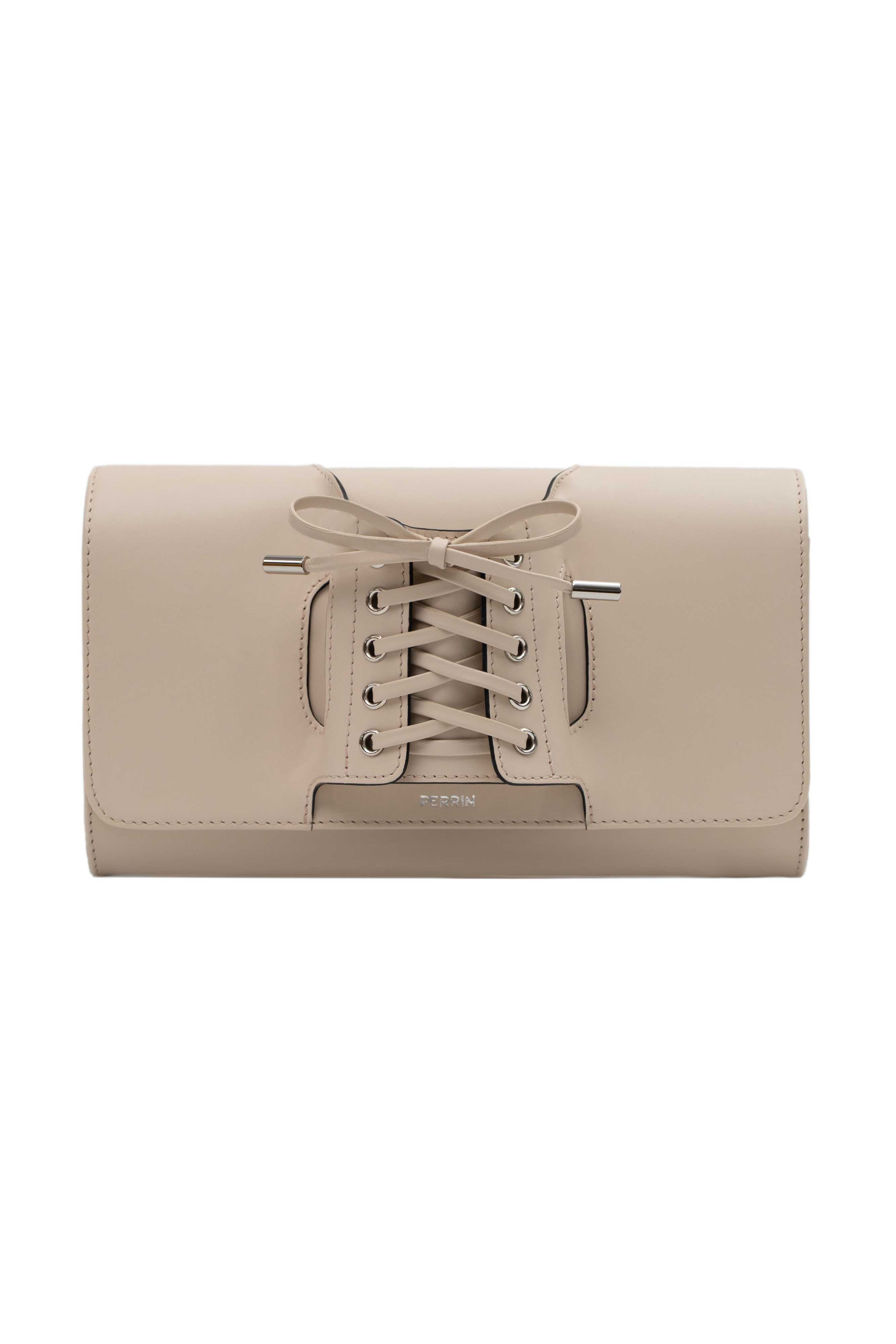 PERRIN PARIS La Corsette Clutch, Main, color, Crème / Black