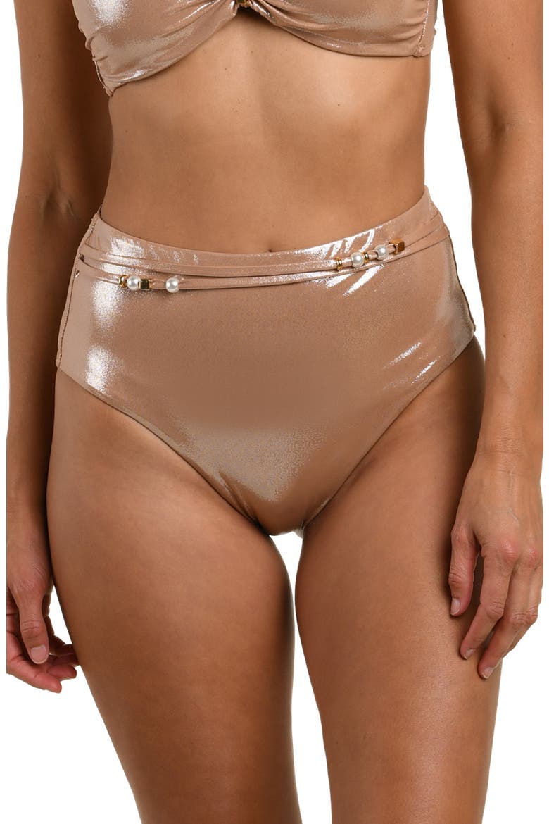 Sand Belted High Waist Bikini Bottoms, Main, color, SAND