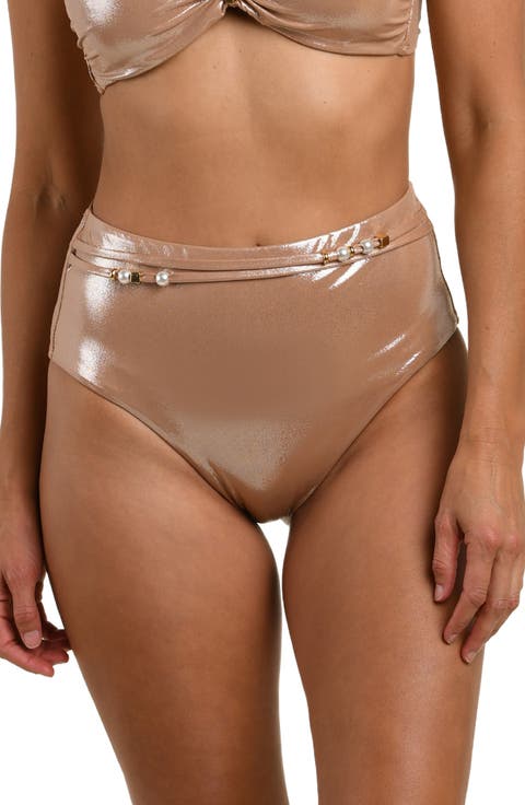 Sand Belted High Waist Bikini Bottoms