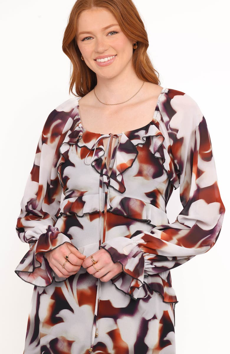 Petal & Pup Kasey Floral Print Long Sleeve Maxi Dress, Alternate, color, Blurred Floral
