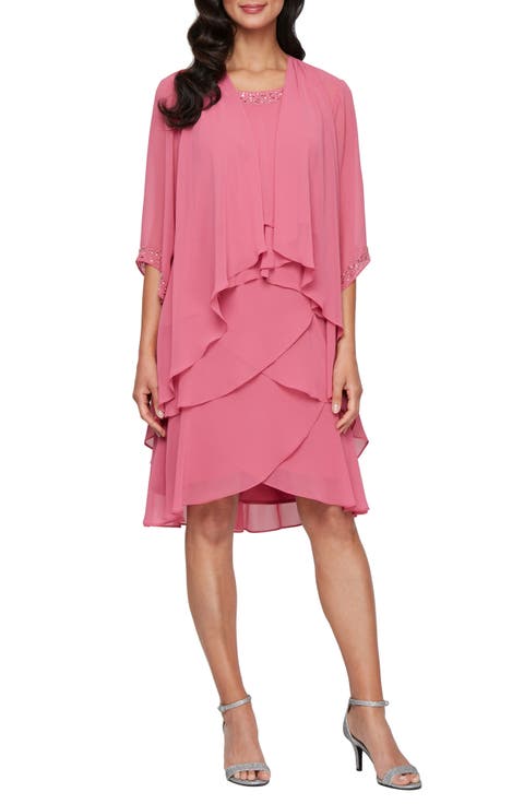 Embellished Tiered Dress & Jacket Set