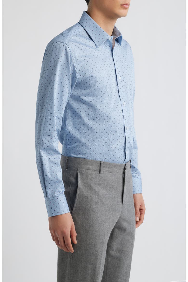 Modern Fit Neat Check Cotton Dress Shirt, Alternate, color, BLUE