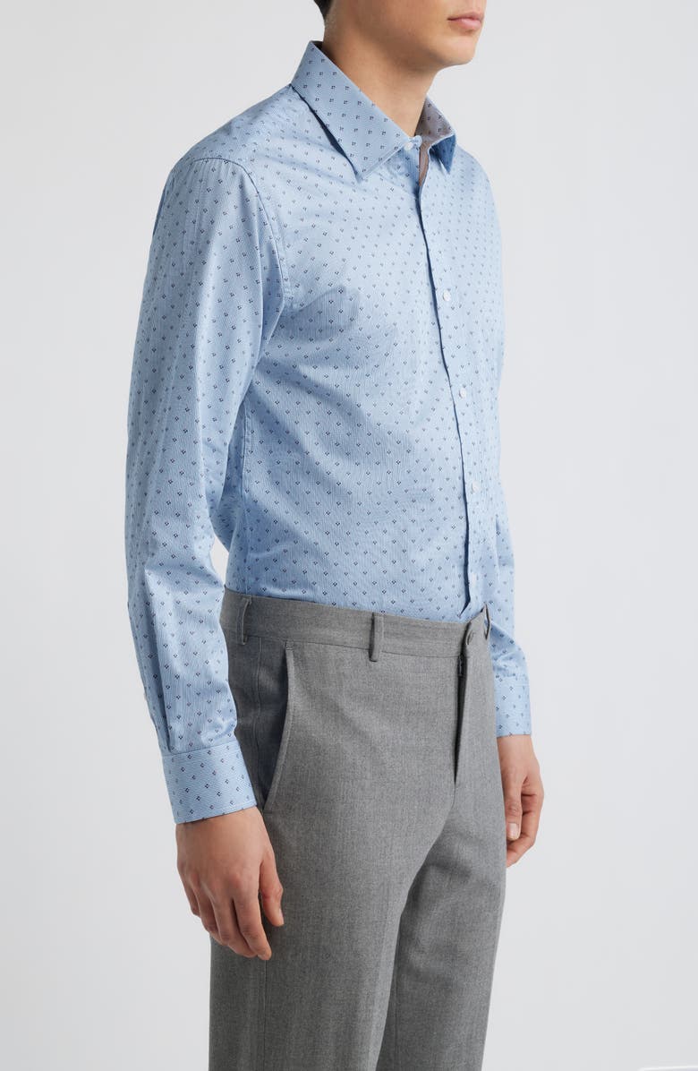 DANIEL HECHTER Modern Fit Neat Check Cotton Dress Shirt, Alternate, color, Blue