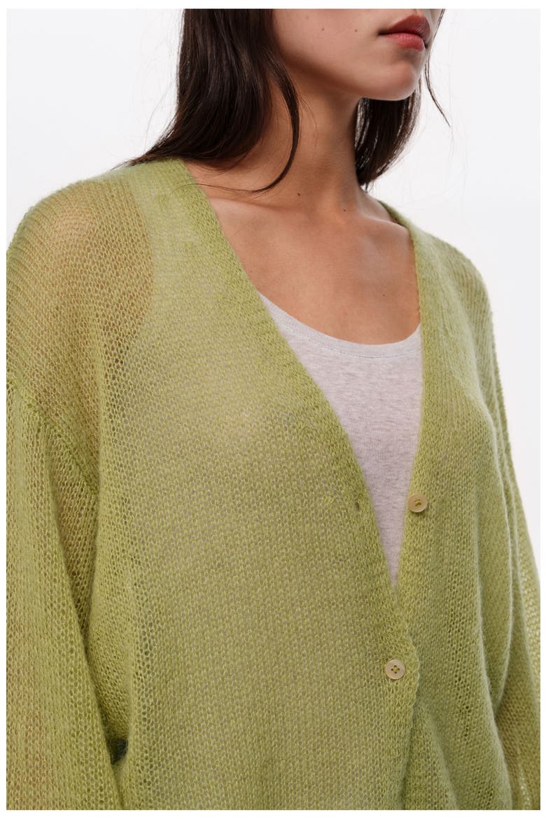 Mohair And Wool Long Cardigan, Alternate, color, GREEN