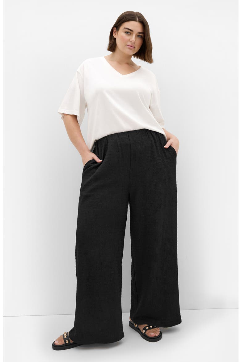 Brianna Smocked Wide Leg Pants, Alternate, color, BLACK