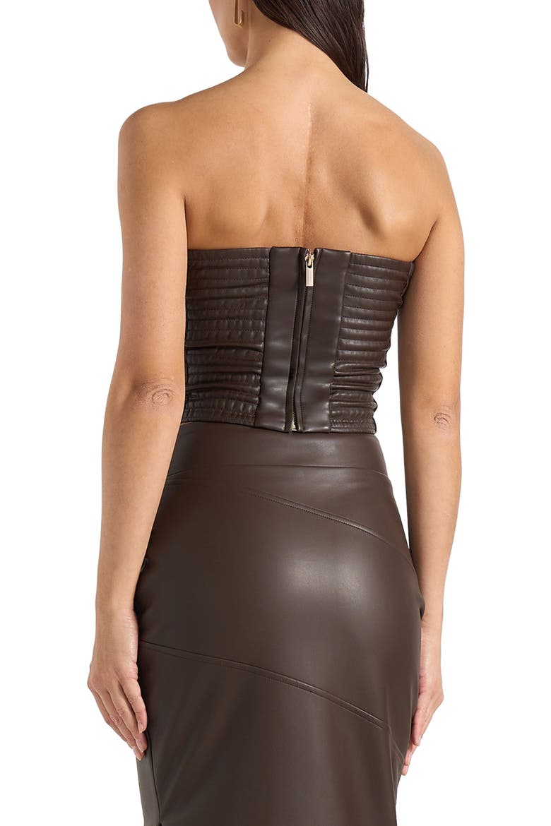Bandeau Leather Corset Top, Alternate, color, Brown