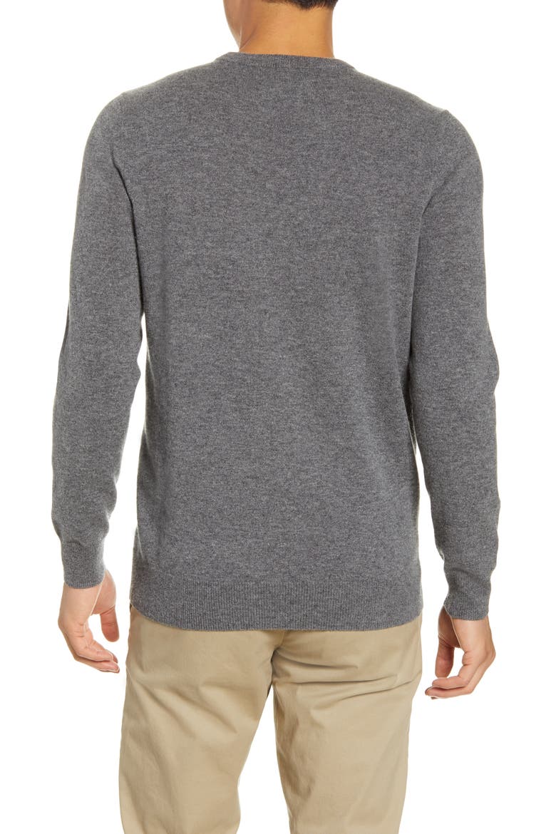 Willard V-Neck Wool & Cashmere Sweater, Alternate, color, HEATHER GREY