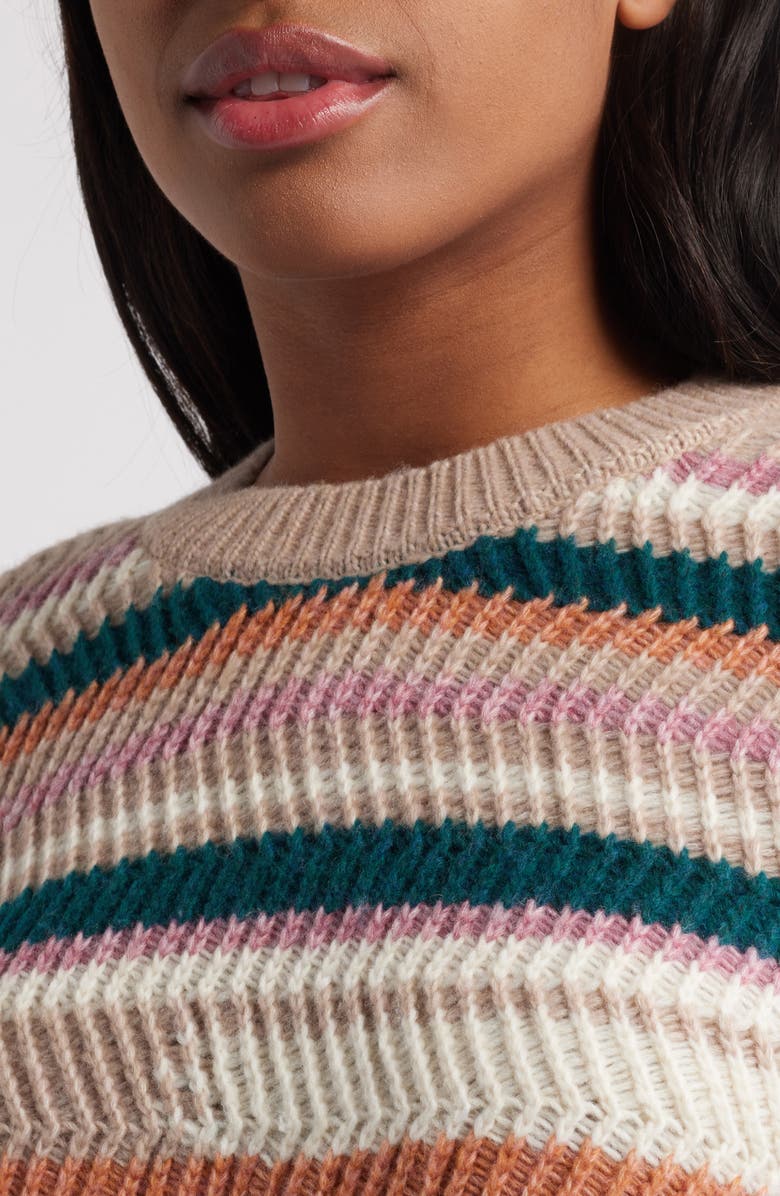 NYC Knits by the Sweater Dept Stripe Balloon Sleeve Crewneck Sweater, Alternate, color,