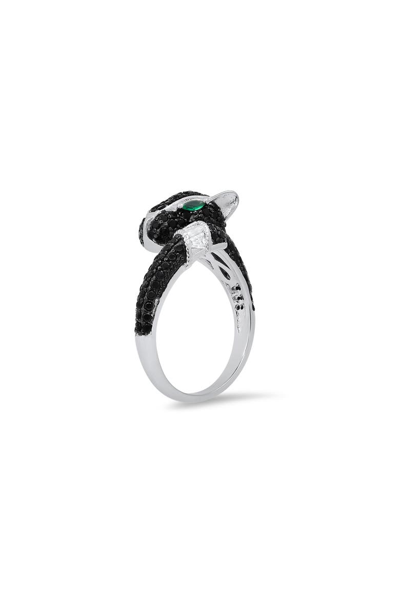 Sterling Silver Pavé Cubic Zirconia Panther Bypass Ring, Alternate, color, SILVER
