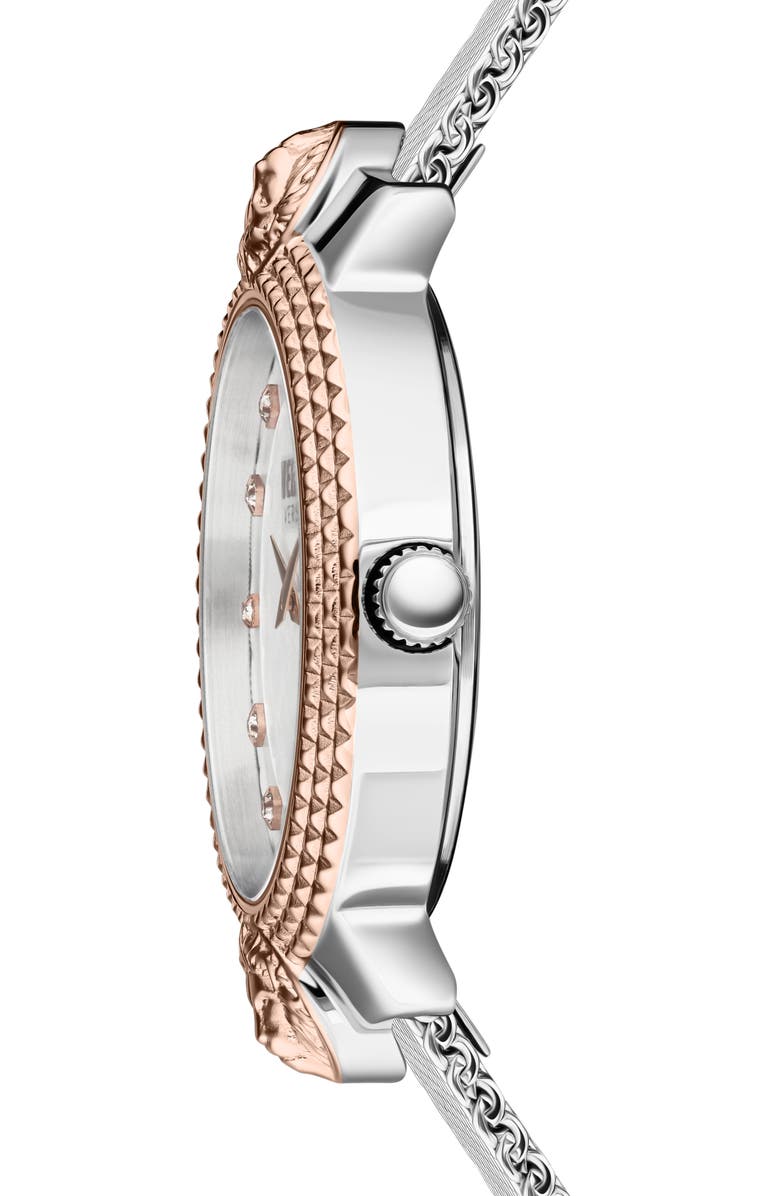 VERSUS Versace Montorgueil Crystal Index Mesh Strap Watch, 38mm, Alternate, color, 