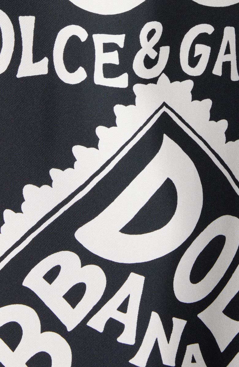 Dolce&Gabbana Marina Print Silk Twill Button-Up Shirt, Alternate, color, Marina Blue