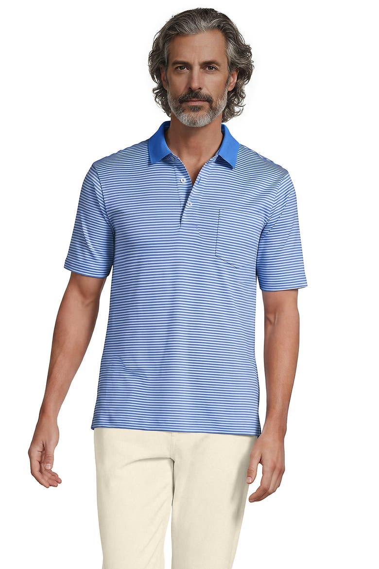 Short Sleeve Cotton Supima Polo Shirt with Pocket, Alternate, color, Soft Boreal Blue Stripe