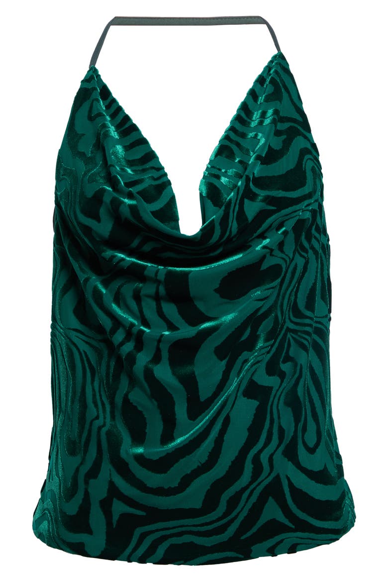 Amy Cowl Neck Halter Top, Alternate, color, DEEP EMERALD SWIRL