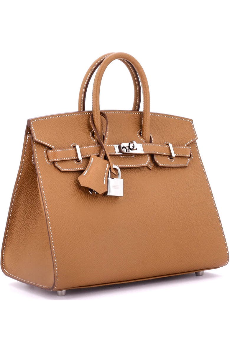 Pre-Owned Hermes Birkin Sellier Bag Brown Epsom with Palladium Hardware 25, Alternate, color, Gold