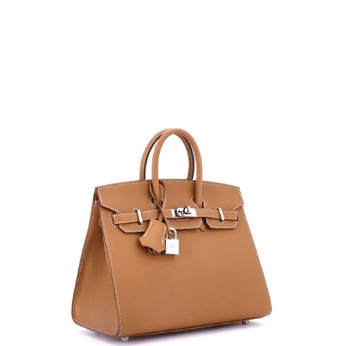 Pre-owned Hermes Hermes Birkin Sellier Bag Brown Epsom With Palladium Hardware 25 In Gold