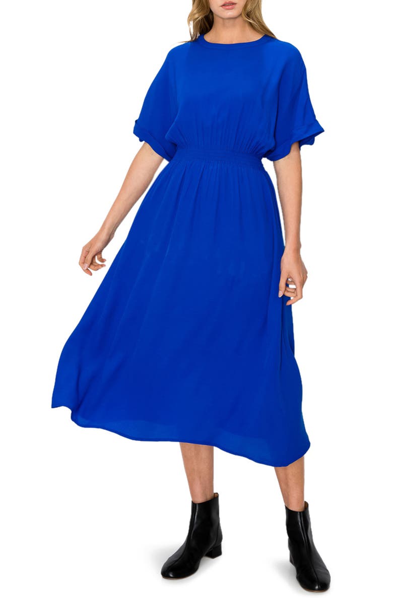 MELLODAY Round Neck Short Sleeve Midi Dress, Main, color,