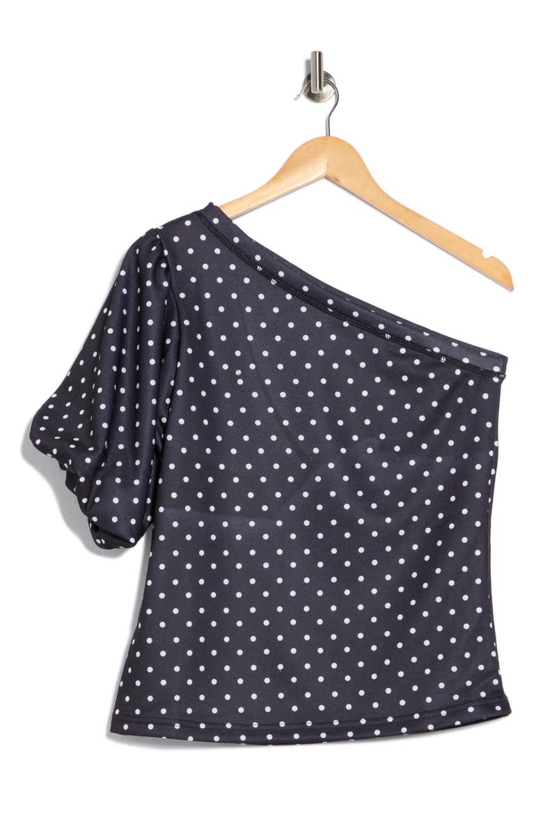 Joylyn One Shoulder Top, Main, color, DOT ON BLACK