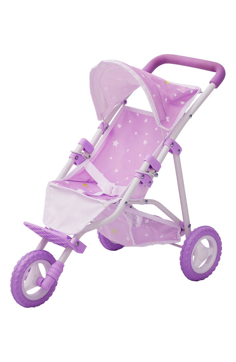 Teamson Kids Olivia's Little World Twinkle Stars Princess Toy Jogging Stroller, Main, color, Purple/ White