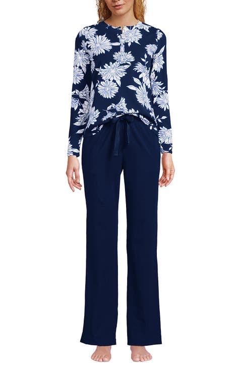 Petite Knit 2 Piece Pajama Set - Long Sleeve Top and Pants