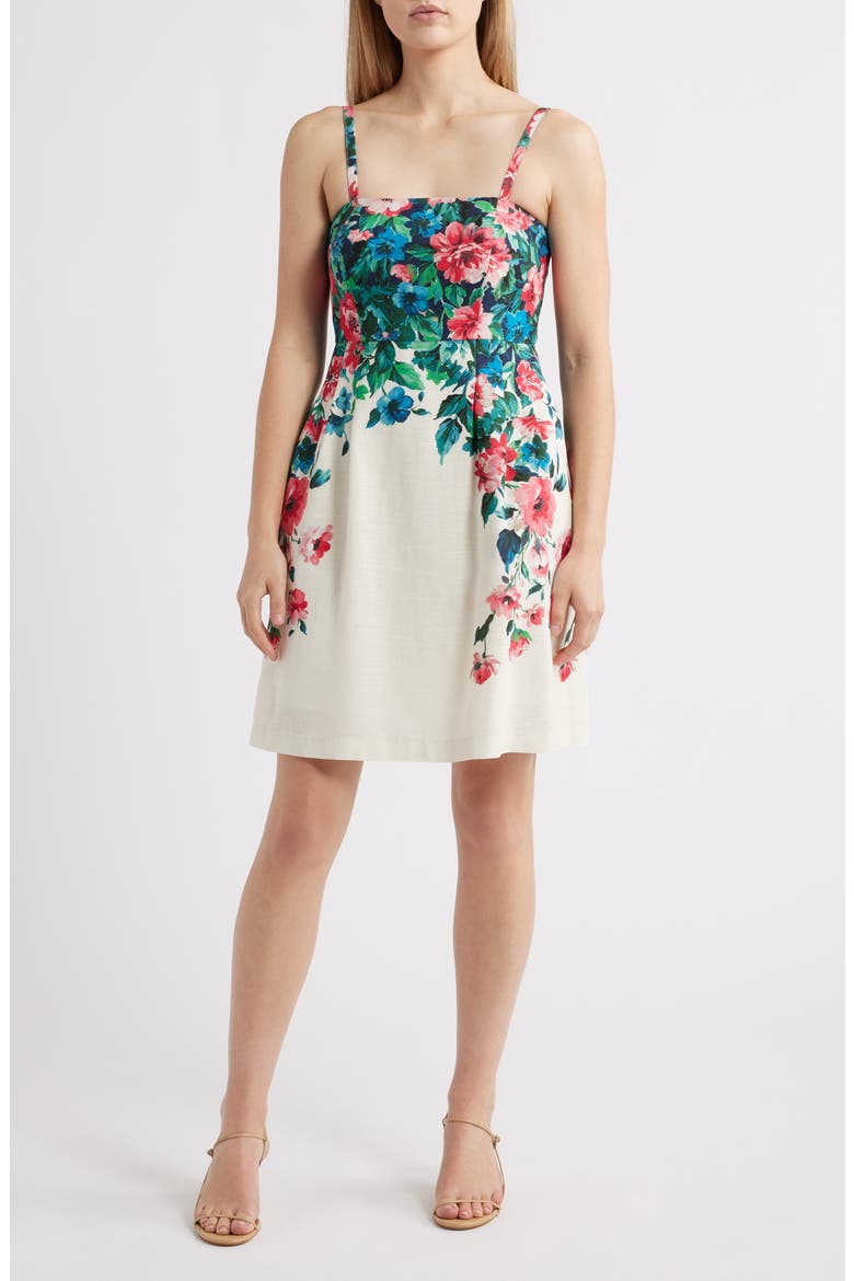 Placed Floral Dress, Main, color, CREAM MULTI