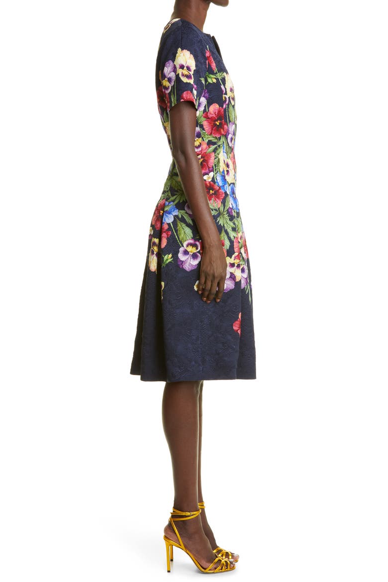 Pansy Jacquard Fit & Flare Dress, Alternate, color, NAVY MULTI