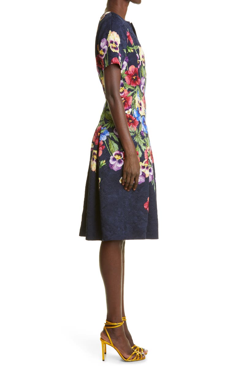 Oscar de la Renta Pansy Jacquard Fit & Flare Dress, Alternate, color, 