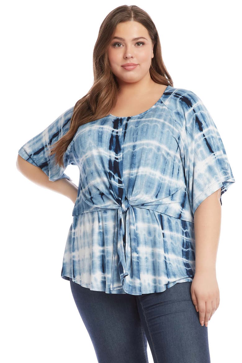 Tie Dye Front Tie T-Shirt, Alternate, color, BLUE