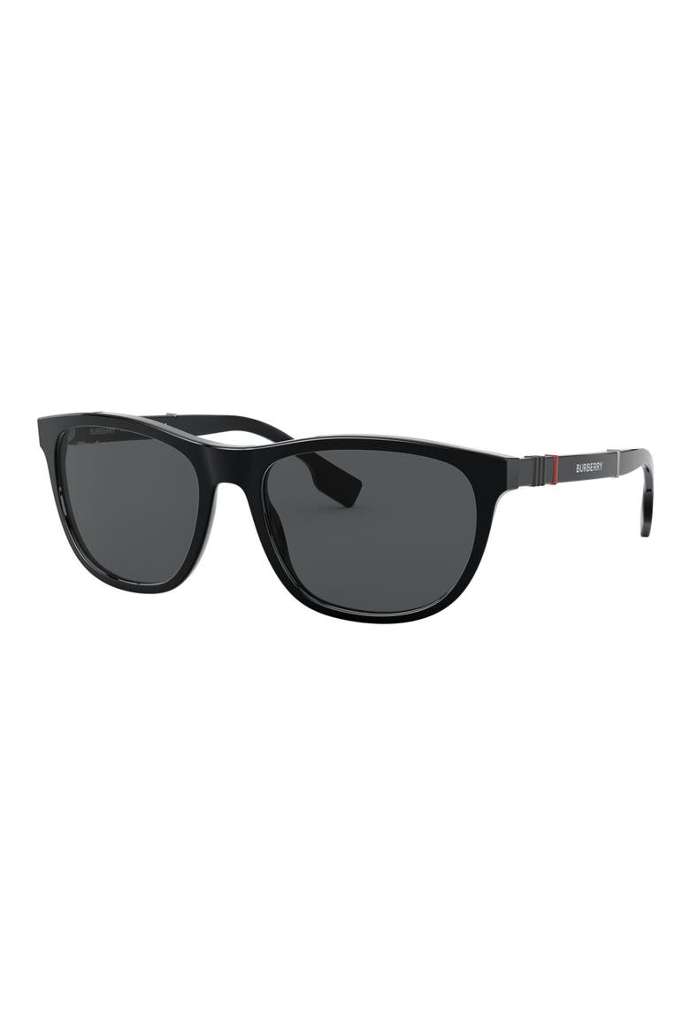 58mm Rectangular Sunglasses, Alternate, color, BLACK/ GREY