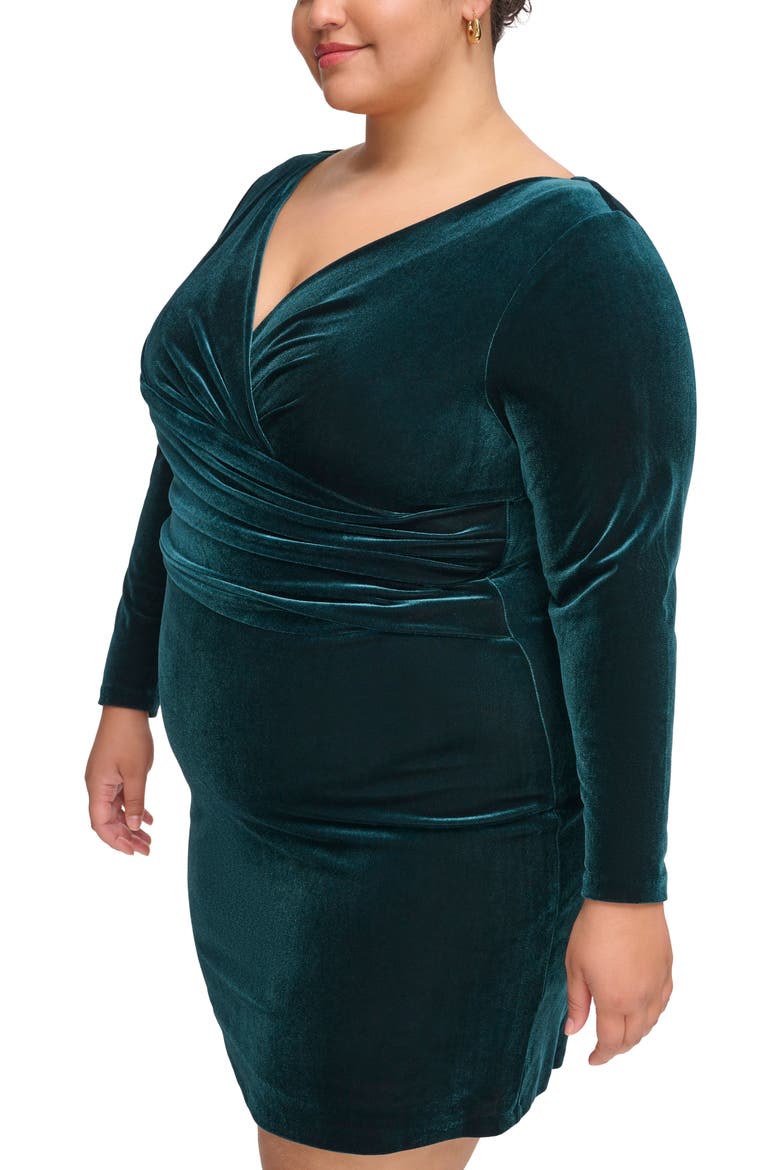 Velvet Long Sleeve Ruched Sheath Dress, Alternate, color, HUN