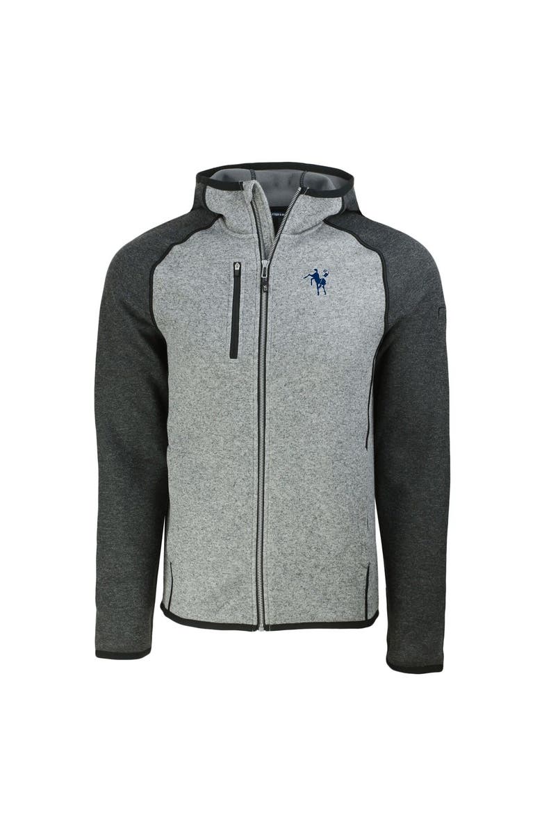 Cutter & Buck Men's Cutter & Buck  Heather Gray/Heather Charcoal Indianapolis Colts Throwback Mainsail Sweater-Knit Full-Zip Hoodie, Alternate, color, 