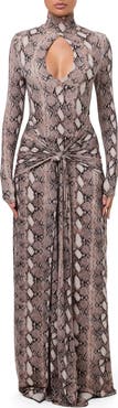 Naked Wardrobe Snake Print Long Sleeve Maxi Dress