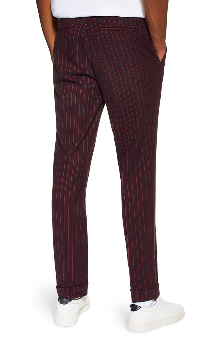 Topman Rocky Slim Fit Pinstripe Trousers, Alternate, color,