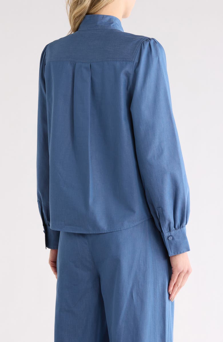 Derek Lam 10 Crosby Majah Tie Neck Long Sleeve Top, Alternate, color, Medium Blue