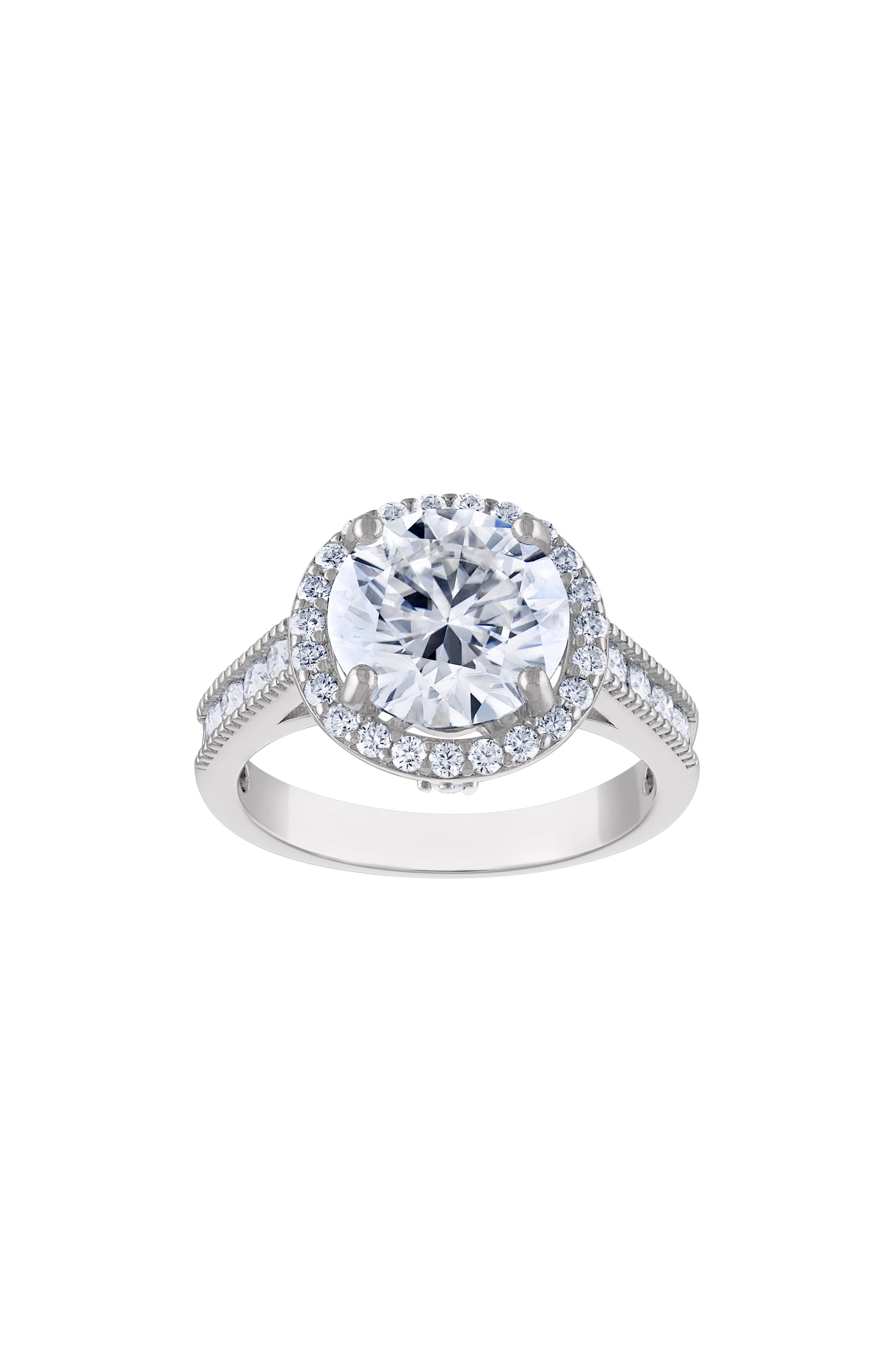 FZN Sterling Silver Created Moissanite Engagement Ring