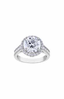FZN Sterling Silver Created Moissanite Engagement Ring