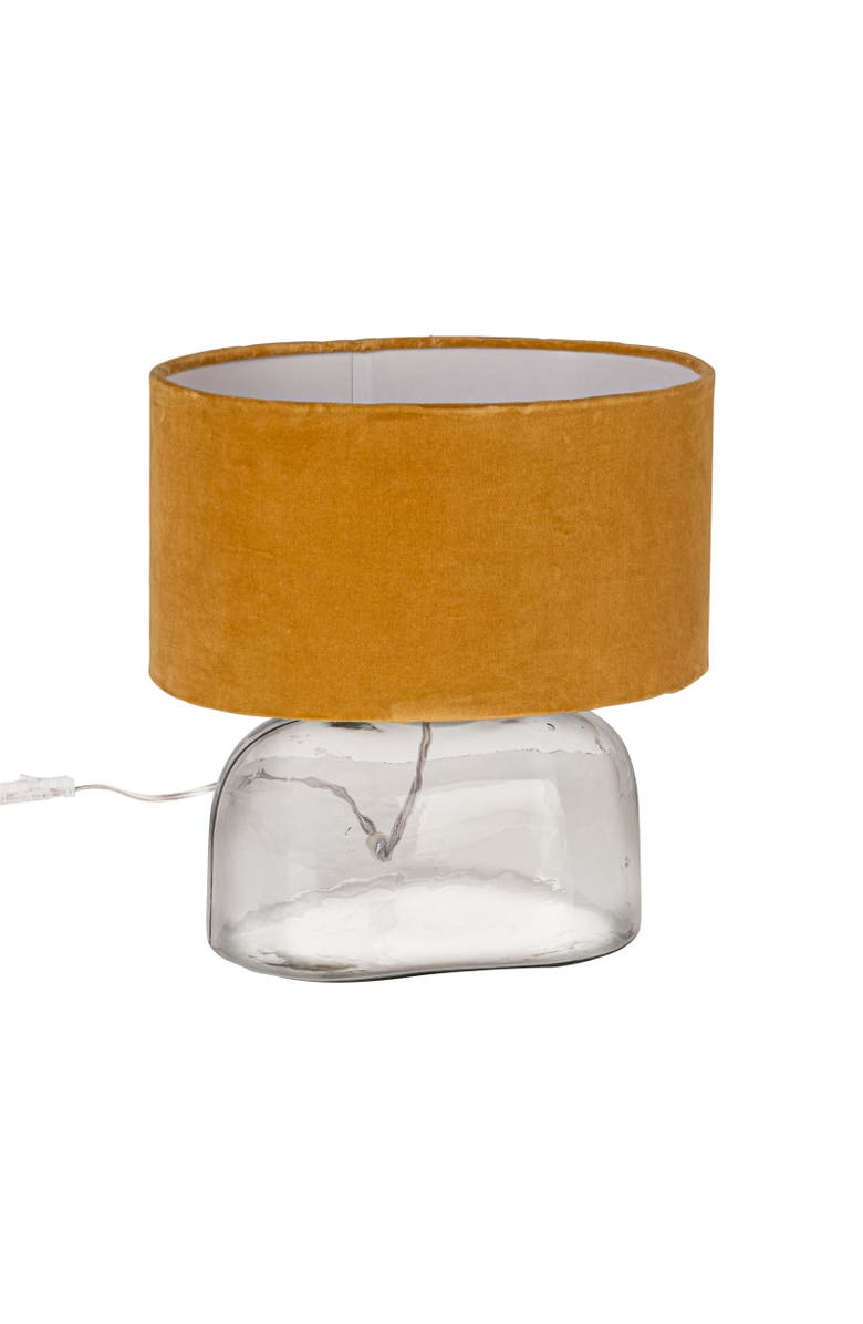Storied Home Modern Table Lamp with Glass Base and Velvet Shade, Mustard Yellow, Main, color, 