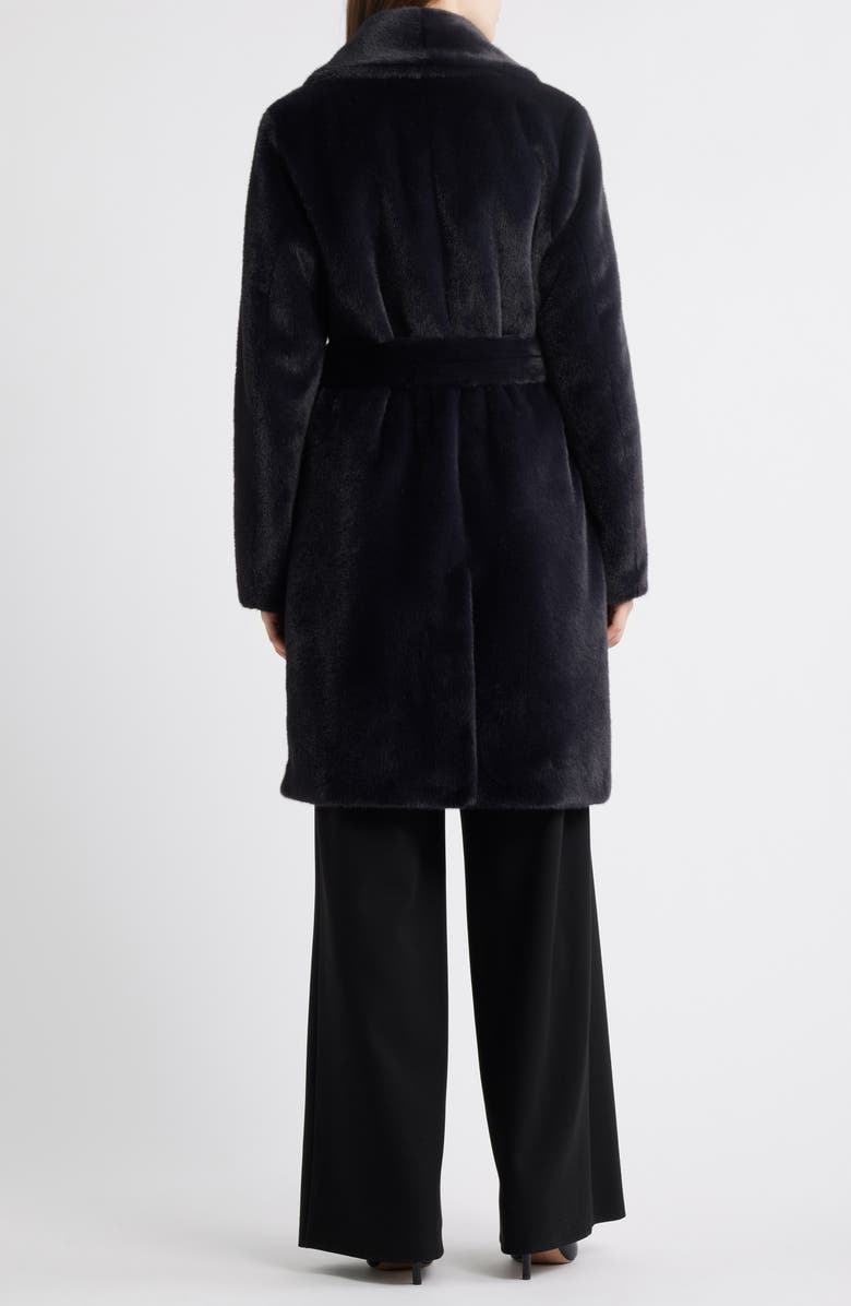 Michael Kors Faux Fur Belted Coat, Alternate, color, Midnight