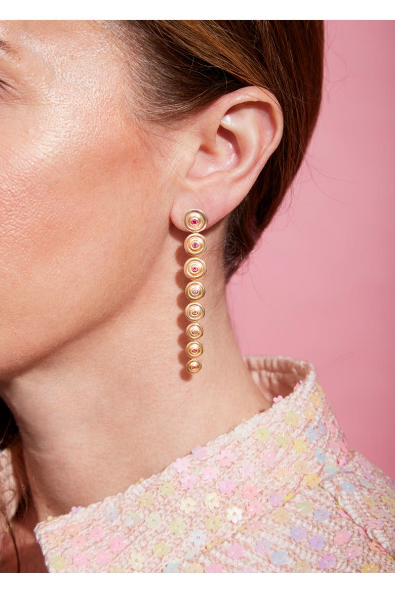 Evolve Shoulder Duster Earring, Alternate, color, Sapphire-Gold