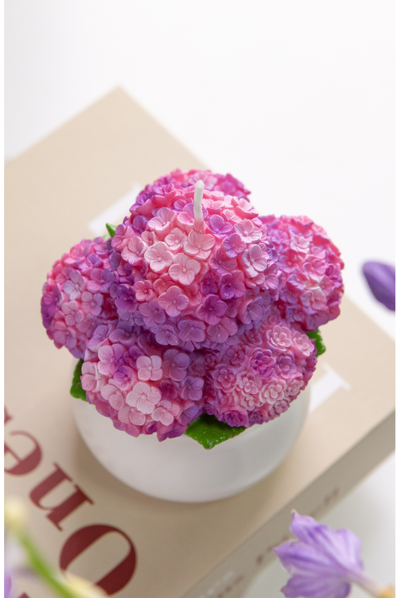 Hydrangea Flower Candle, Alternate, color, Rose Red