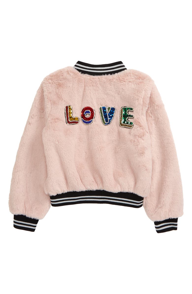 Truly Me Faux Fur Bomber Jacket, Alternate, color, 