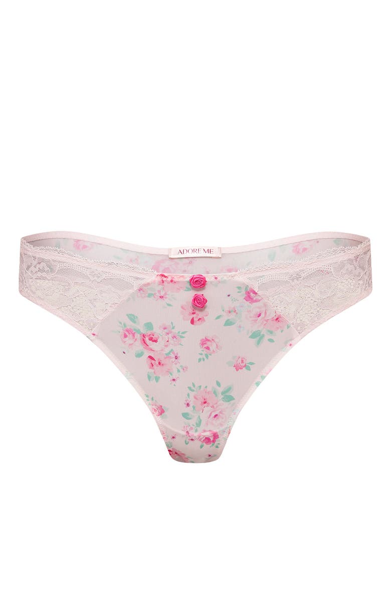 Adore Me Gretel Thong Panties, Alternate, color, Floral Pink